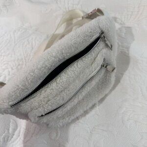 White Sherpa Fuzzy Belt Bag